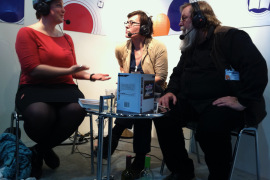Christian im Gespräch mit Mieze Medusa und Evelyn Steinthaler auf der Leipziger Buchmesse 2012