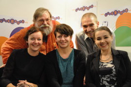 Teamfoto, aufgenommen auf der Frankfurter Buchmesse 2013